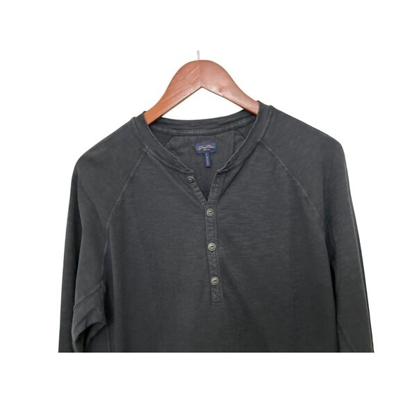 GOOD MAN Men's Long Sleeve Legend Henley Tee Medium Black 100% Cotton - Picture 4 of 11